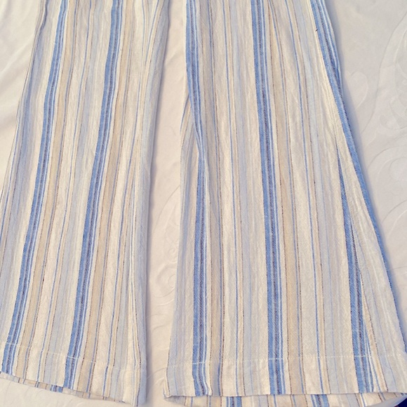 EUC rewash brand size large, elastic waist, striped linen, blend pants - Picture 4 of 7